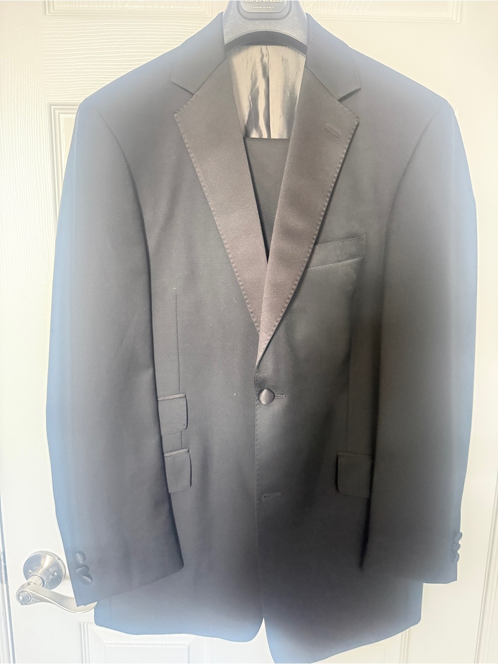 Black Satin-Lapel Tuxedo - Sleek Formal Black Tuxedo Suit